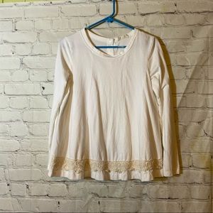 Altar’d State White Crochet Lace Small Long Sleeve Blouse